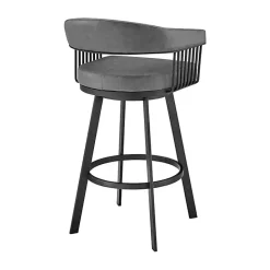 Kirklands Home Faux Leather Chelsea Swivel Bar Stool Gray