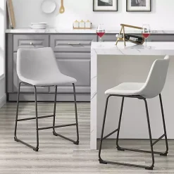 Hot Kirklands Home Faux Leather Counter Stools, Set of 2 Gray