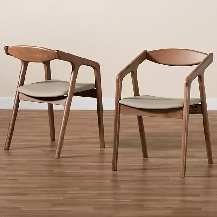 Outlet Kirklands Home Faux Leather Harland Dining Chairs, Set of 2 Gray