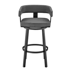 Kirklands Home Faux Leather Lorin Swivel Counter Stool Gray