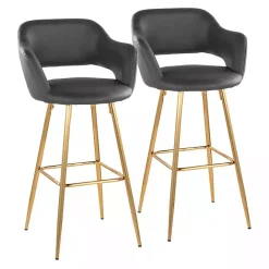 Sale Kirklands Home Faux Leather Marge Bar Stools, Set of 2 Gray