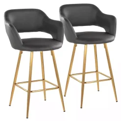 New Kirklands Home Faux Leather Marge Counter Stools, Set of 2 Gray