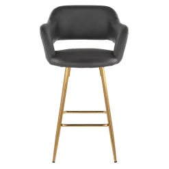 New Kirklands Home Faux Leather Marge Counter Stools, Set of 2 Gray