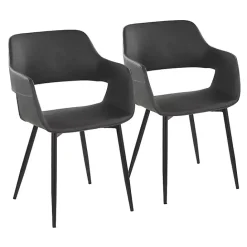 Sale Kirklands Home Faux Leather Marge Dining Chairs, Set of 2 Gray