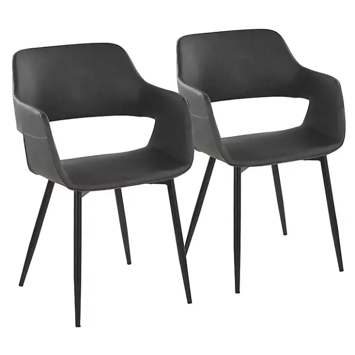 Sale Kirklands Home Faux Leather Marge Dining Chairs, Set of 2 Gray