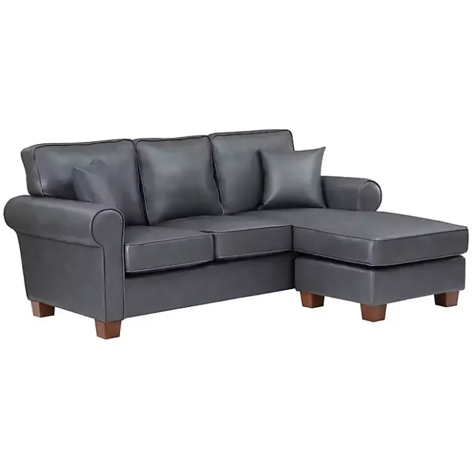 Best Kirklands Home Faux Leather Rolled Arm Sectional Gray