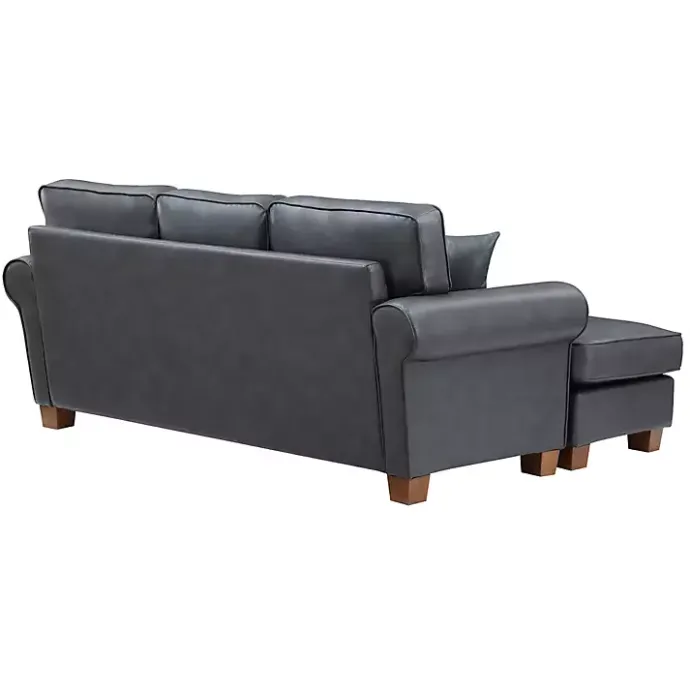 Best Kirklands Home Faux Leather Rolled Arm Sectional Gray