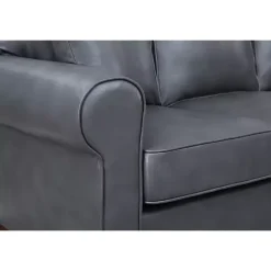 Best Kirklands Home Faux Leather Rolled Arm Sectional Gray