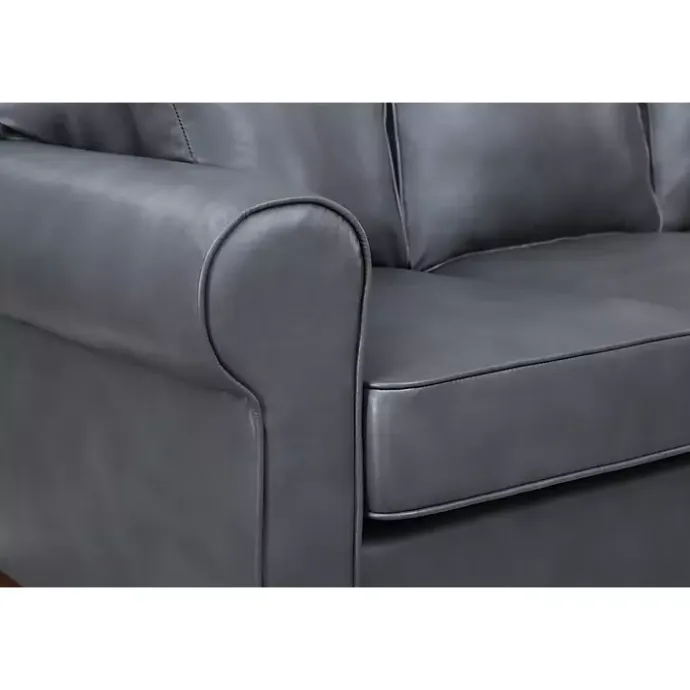 Best Kirklands Home Faux Leather Rolled Arm Sectional Gray