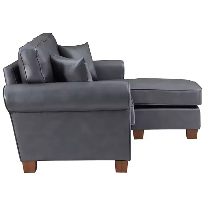 Best Kirklands Home Faux Leather Rolled Arm Sectional Gray