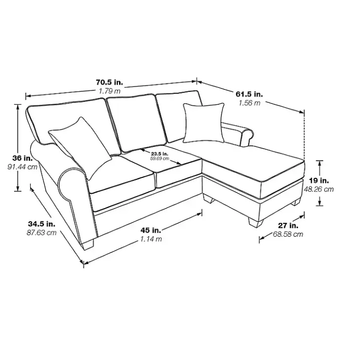 Best Kirklands Home Faux Leather Rolled Arm Sectional Gray