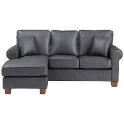 Best Kirklands Home Faux Leather Rolled Arm Sectional Gray