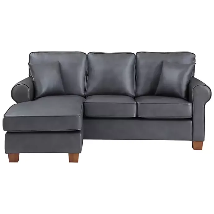 Best Kirklands Home Faux Leather Rolled Arm Sectional Gray