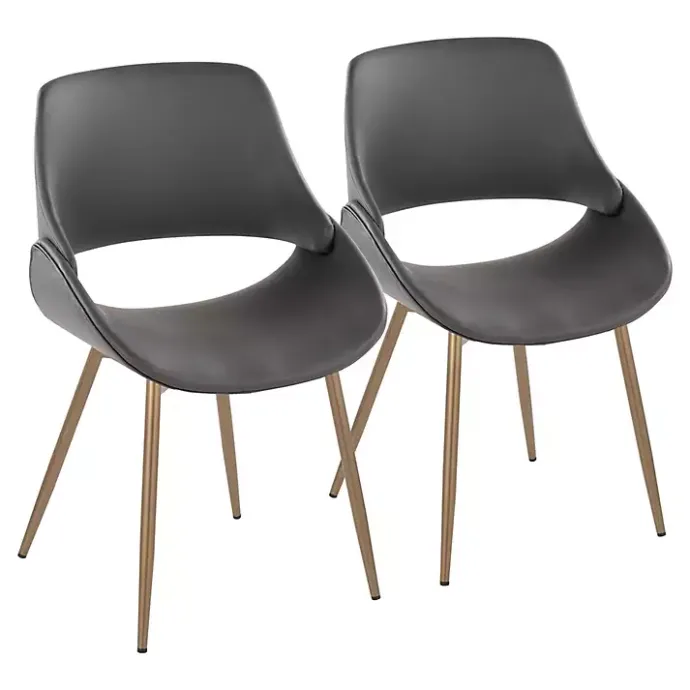 Clearance Kirklands Home Faux Leather Scooped Accent Chairs, Set of 2 Gray