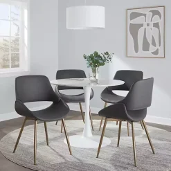 Clearance Kirklands Home Faux Leather Scooped Accent Chairs, Set of 2 Gray