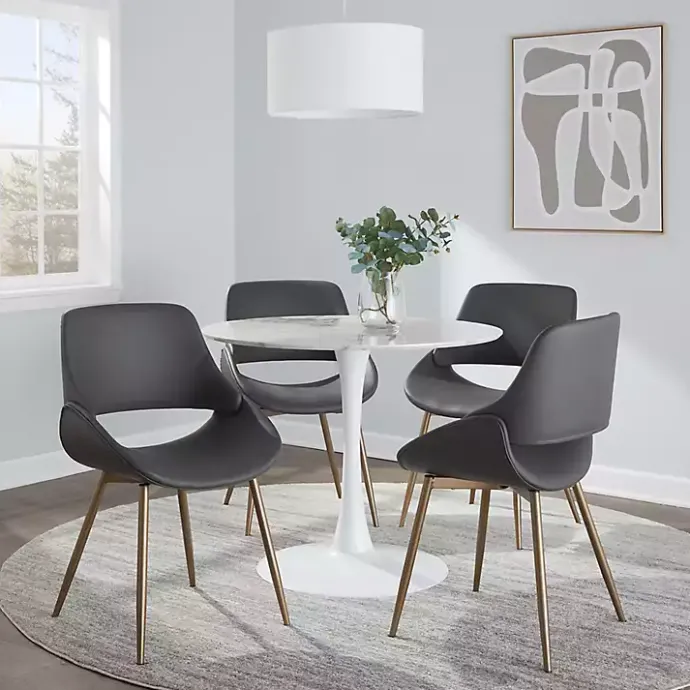 Clearance Kirklands Home Faux Leather Scooped Accent Chairs, Set of 2 Gray