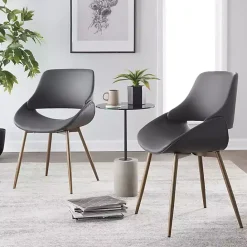 Clearance Kirklands Home Faux Leather Scooped Accent Chairs, Set of 2 Gray