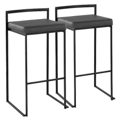Sale Kirklands Home Faux Leather Stackable Bar Stools, Set of 2 Gray
