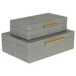 New Kirklands Home Faux Shagreen Decorative Boxes, Set of 2 Gray