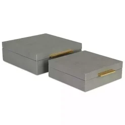 New Kirklands Home Faux Shagreen 2-pc. Square Decorative Boxes Gray