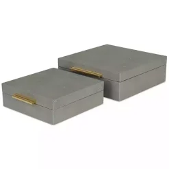 New Kirklands Home Faux Shagreen 2-pc. Square Decorative Boxes Gray