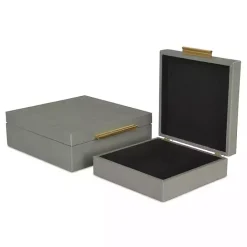 New Kirklands Home Faux Shagreen 2-pc. Square Decorative Boxes Gray