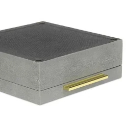 New Kirklands Home Faux Shagreen 2-pc. Square Decorative Boxes Gray