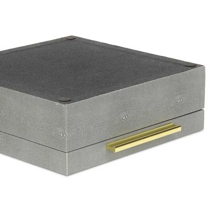New Kirklands Home Faux Shagreen 2-pc. Square Decorative Boxes Gray