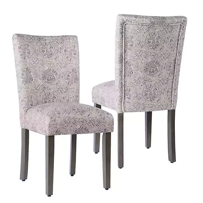 Online Kirklands Home Floral Parsons Dining Chairs, Set of 2 Gray