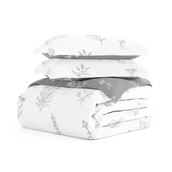 Kirklands Home Gray Floral Reversible 2-pc. Twin Duvet Cover Set