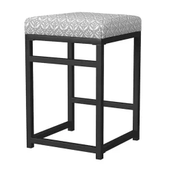 Outlet Kirklands Home Gray Floral Upholstered Counter Stool