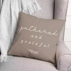 Best Kirklands Home Gathered & Grateful Indoor/Outdoor Pillow Gray