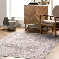 Best Kirklands Home Gray Geometric Medallion Washable Runner
