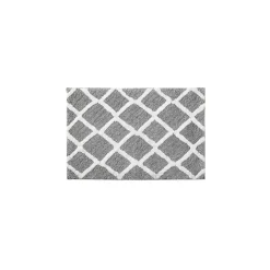 Online Kirklands Home Gray Geometric Pattern Reversible Bath Mat, 34 in.