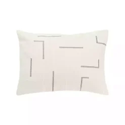 Hot Kirklands Home Gray Geometric Woven Lines Throw Pillow