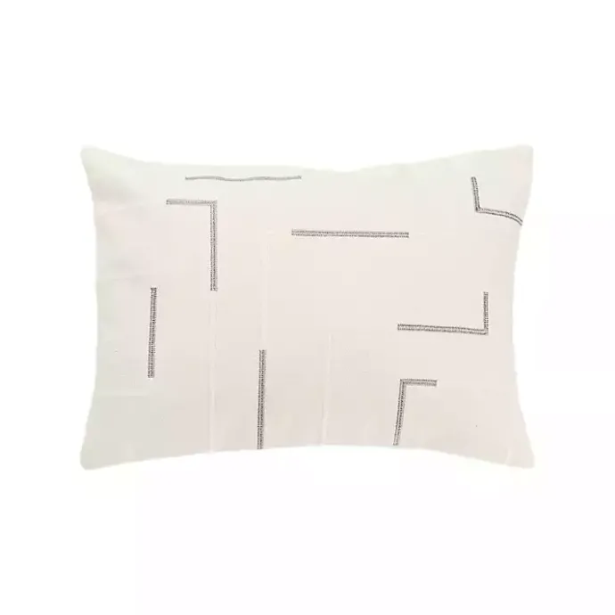 Hot Kirklands Home Gray Geometric Woven Lines Throw Pillow