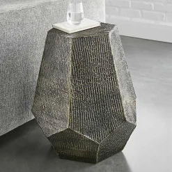 Best Kirklands Home Gray Hand-Stamped Iron Hexagon Accent Table