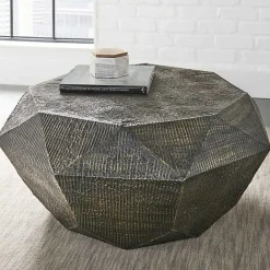 Hot Kirklands Home Gray Hand-Stamped Iron Octagonal Coffee Table