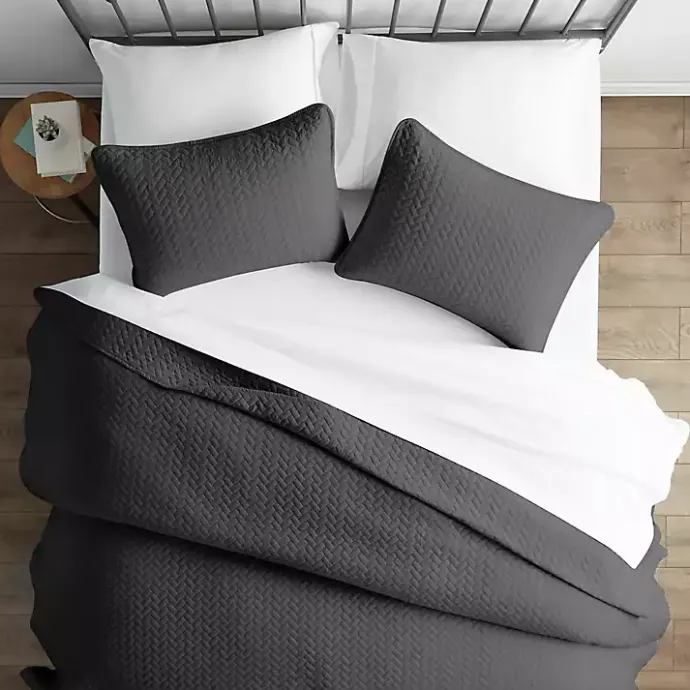 Discount Kirklands Home Herring Quilted 3-pc. Twin Coverlet Set Gray