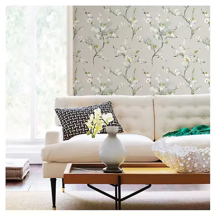 Discount Kirklands Home Gray Japanese Blossom Peel & Stick Wallpaper