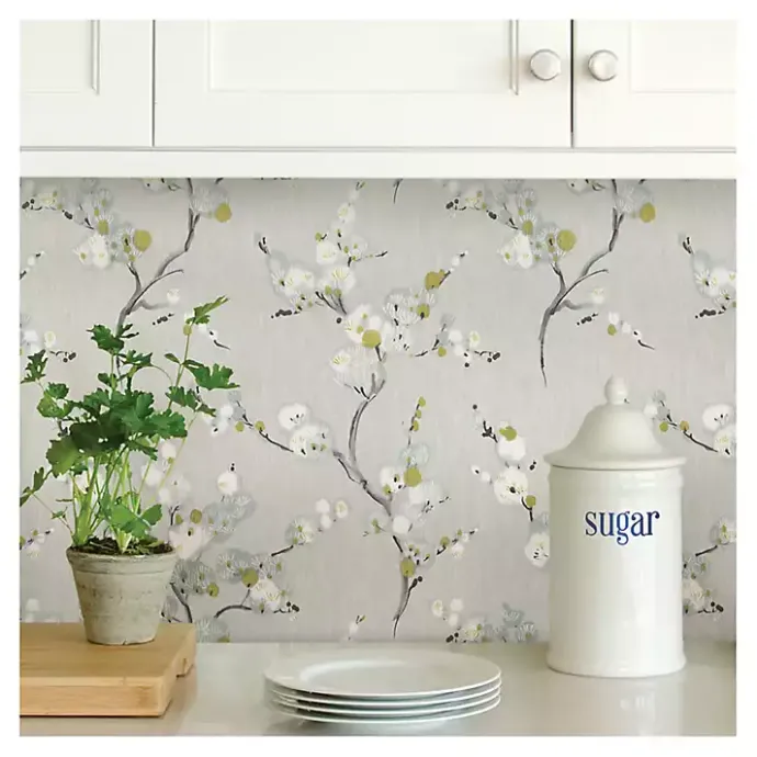 Discount Kirklands Home Gray Japanese Blossom Peel & Stick Wallpaper