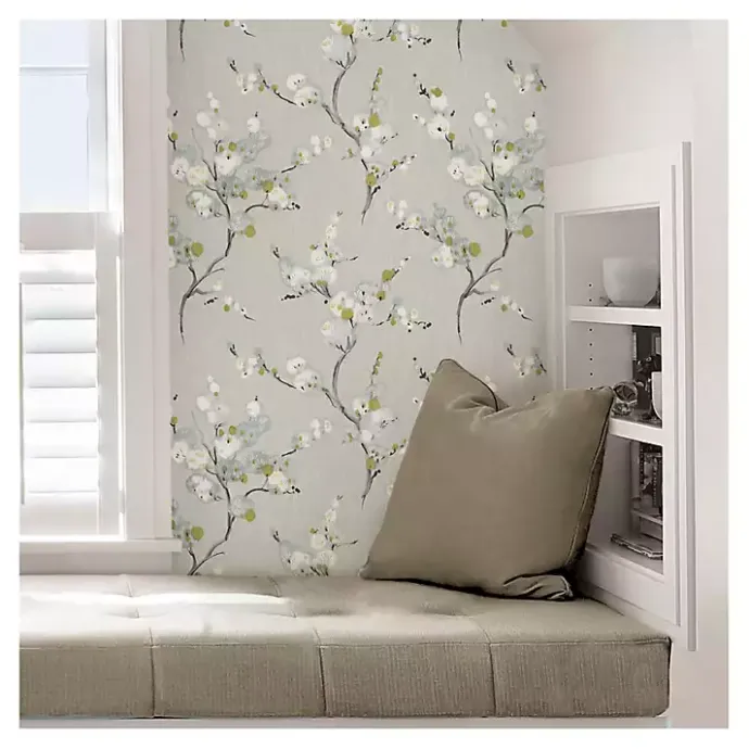 Discount Kirklands Home Gray Japanese Blossom Peel & Stick Wallpaper