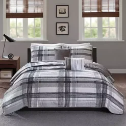 New Kirklands Home Jax Plaid 5-pc. Full/Queen Comforter Set Gray