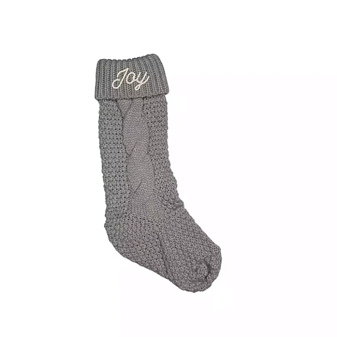 Online Kirklands Home Joy Cable Knit Stocking Gray
