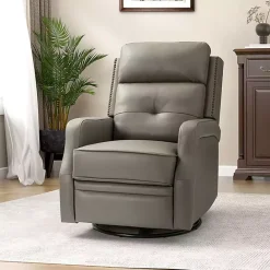 Best Kirklands Home Leather Swivel Rocker Recliner Gray
