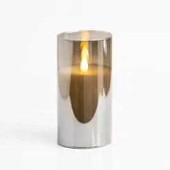 Best Kirklands Home LED Soft Flame Glass Pillar Candle, 4x6 in. Gray