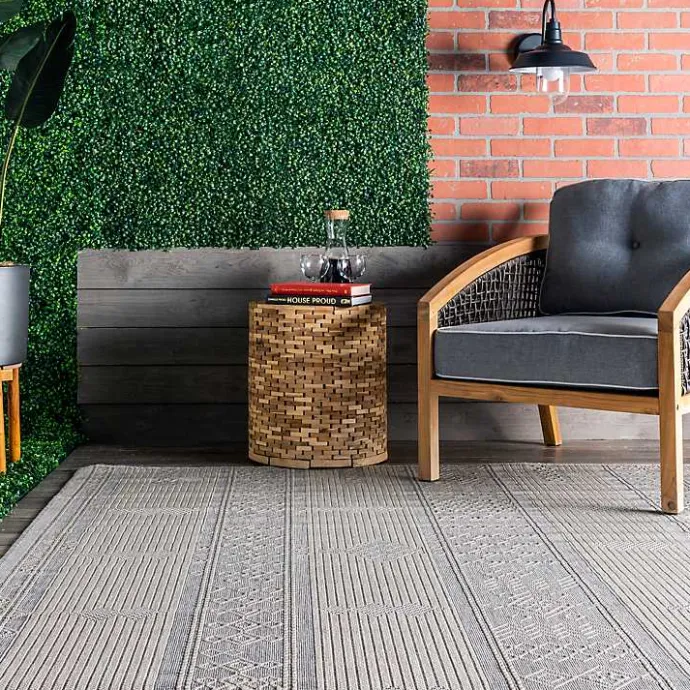 Best Kirklands Home Gray Lee Global Stripes Outdoor Area Rug, 5x8