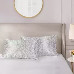 Hot Kirklands Home Gray Leopard Satin King 2-pc. Pillow Case Set