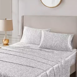 Discount Kirklands Home Gray Leopard Satin Standard 2-pc. Pillow Case Set