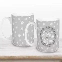 Online Kirklands Home Gray Let it Snow Christmas Mugs, Set of 2